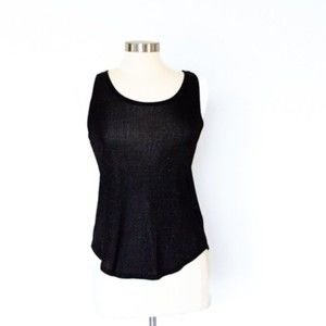Vintage Cache Sparkling Black Knit top, stretch black top.